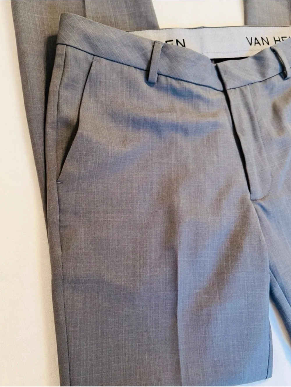 Van Heusen Men's Light Gray Flat Front Dress Shorts